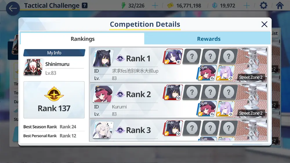 Current Rank for PvP in Blue Archives